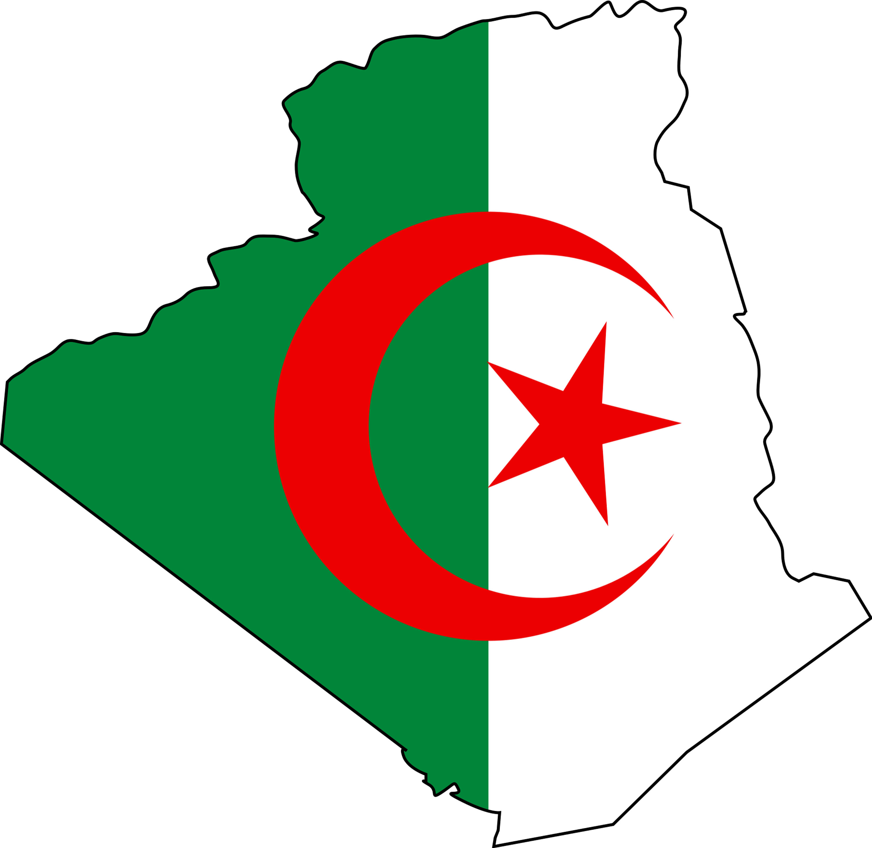 Drapeau Algérie carte, carte algérie